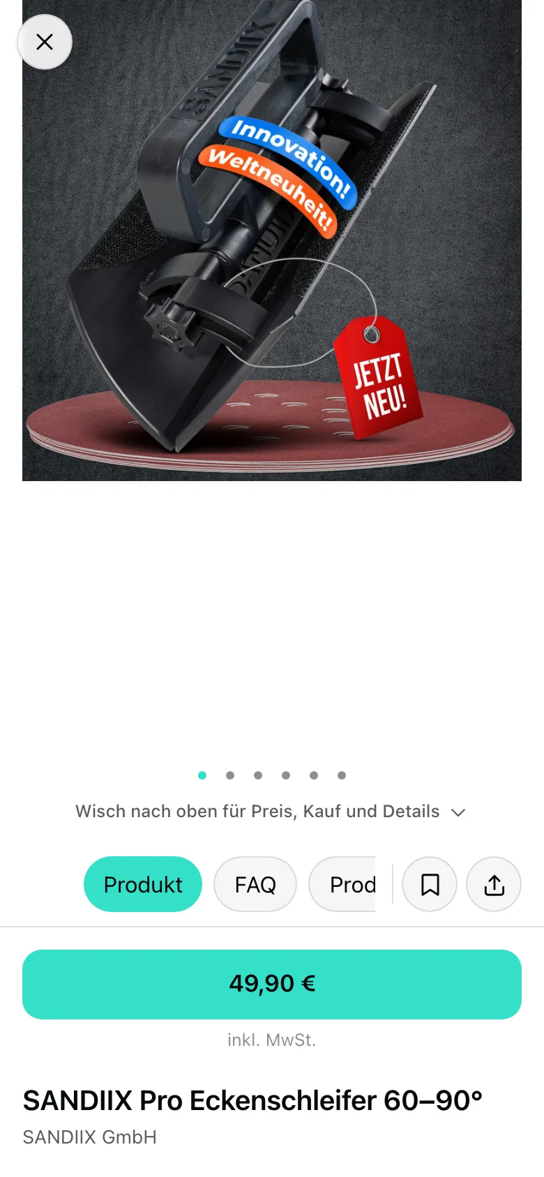 Eine Produktseite im Buy Now Marketplace mit Bild, Titel und Preis
